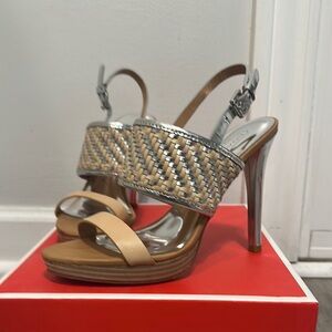 Coach Stylish Silver and Tan Women's Heels